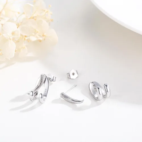 Vista 2 de StoryEtain Aretes de tuerca desmontables de plata de ley 925 con circonita cúbica, aretes negros perforados, aretes punk negros, regalo de joyería