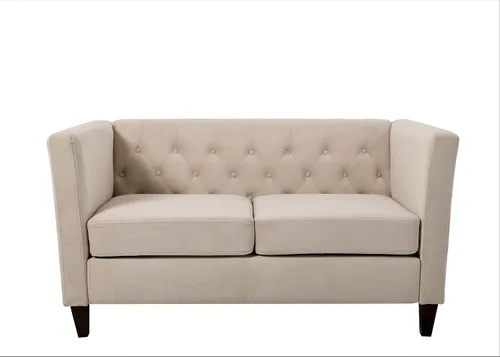 Vista 34 de Container Furniture Direct Muebles clásicos con capitoné y modernos para sala de estar, sofá universitario con relleno, cómodo sofá biplaza de Gris