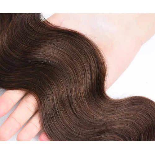 Vista 3 de 26 28 30 pulgadas color 4 onda del cuerpo paquetes de cabello humano marrón G4-Marrón Oscuro-B