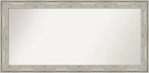 Vista 328 de Amanti Art Espejo de baño plateado para sobre el fregadero, 28 x 37 pulgadas, elegante espejo rectangular de peltre cepillado, marco de madera