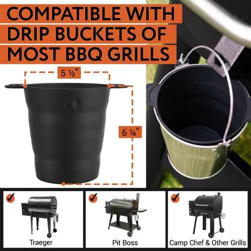 Vista 3 de Impresa Forro de silicona reutilizable para cubeta de grasa, compatible con parrillas de pellets Traeger & Pit Boss y accesorios para parrillas