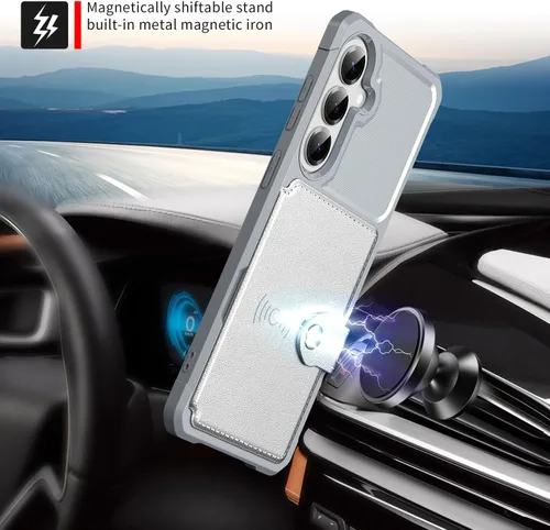 Vista 129 de Funda para Samsung Galaxy S21 Ultra con tarjetero, compatible con soporte magnético para automóvil, resistente a los golpes, resistente, suave, TPU