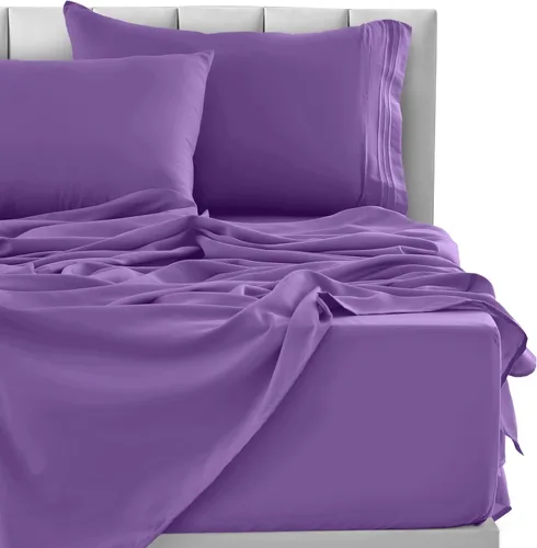 Vista 172 de LUX Décor - Juego de sábanas Twin de microfibra ultrasuave de 3 piezas con sábana encimera, sábana bajera de 16 pulgadas de profundidad y funda