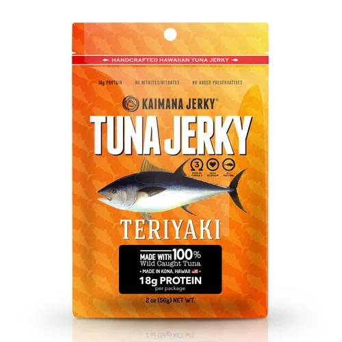 Vista 10 de Kaimana Ahi Atún Jerky, chile hawaiano, 2 onzas, capturado en la naturaleza, alto en Omega 3, totalmente natural, fabricado en los Estados Unidos