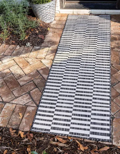 Vista 36 de Unique Loom Outdoor Striped Collection - Alfombra a rayas (4' 1" x 6' 1" Rectángulo, azul/marfil)