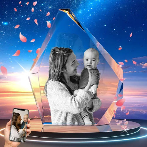 Vista 8 de Foto de cristal 3D personalizada, regalos del día de la madre para mamá, regalos de fotos personalizados para ella, él, papá, mujeres, hombres