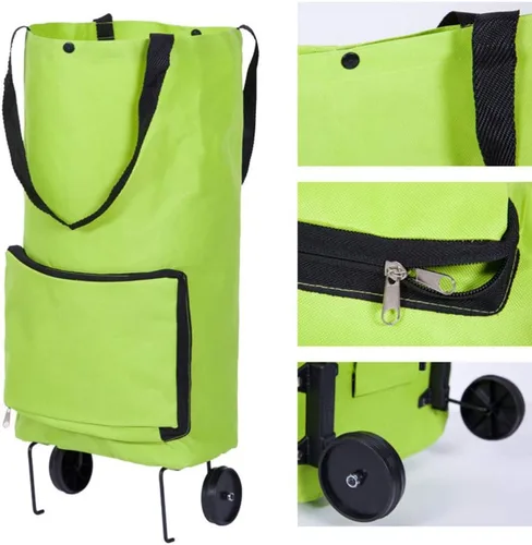 Vista 3 de Carrito de compras plegable con ruedas, carrito de comestibles plegable sobre ruedas, carrito de compras, bolsa de compras extensible con ruedas