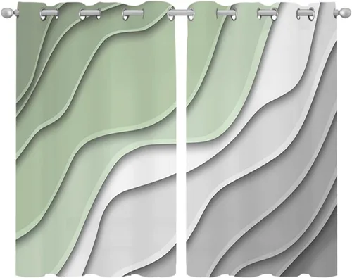 Vista 10 de Cortinas traslúcidas azul muñeco de nieve de 39 pulgadas de largo, juego de 2 paneles de cortinas para cocina, dormitorio, sala de estar, puerta