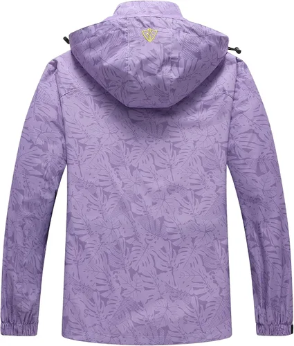 Vista 2 de GIISAM Chaqueta impermeable para mujer, ligera, resistente al viento, con cremallera completa, rompevientos con capucha