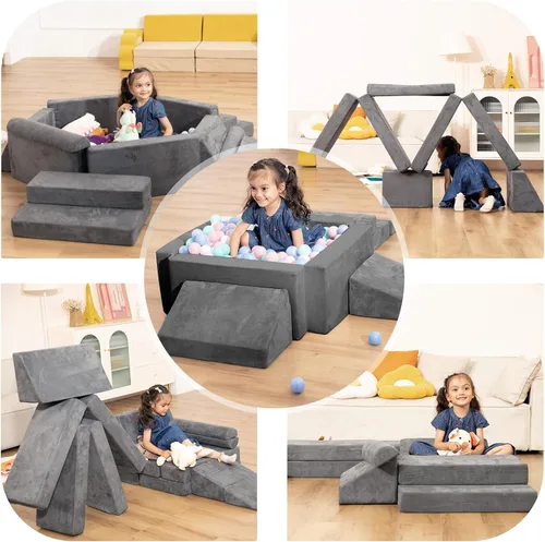Vista 6 de LOAOL Sofá para Niños, Sofá Modular para Juegos Infantiles, Sofá Convertible de Espuma para Trepar para Niños Pequeños, Bloques de Espuma