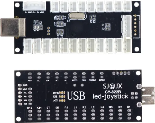 Vista 2 de SJJX 2-Player LED USB Encoder a Arcade Joystick y LED Arcade Botones para PC, MAME y Raspberry Pi