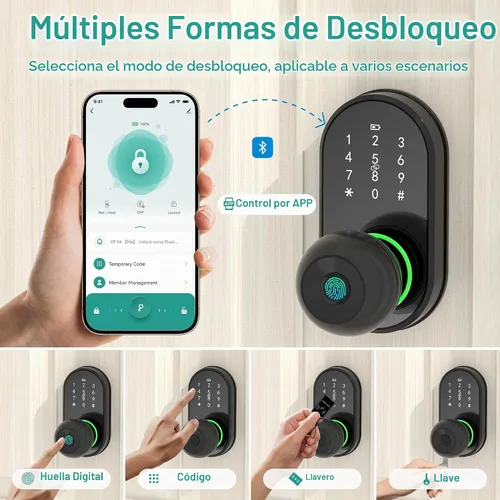 Vista 3 de Smart Door Lock Knob Fingerprint Keypad Keyless Entry Lock for Front Door