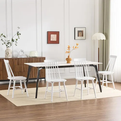 Vista 11 de Windsor - Juego de 2 sillas de comedor, sillas de madera con respaldo de husillo para cocina y comedor, sillas de comedor de madera de campo