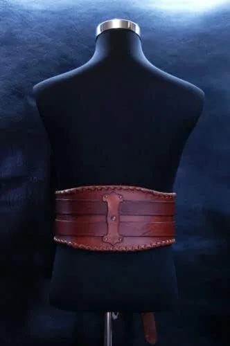 Vista 6 de Cinturón de riñón de cuero medieval, cinturón larp, armadura larp de los hombres, cinturón vikingo, cinturón pirata, marrón, estándar