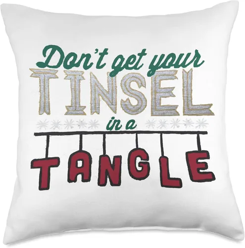 Vista 5 de Chicago Designs Don't Get Your Tinsel in A Tangle - Almohada de 16 x 16 pulgadas, multicolor