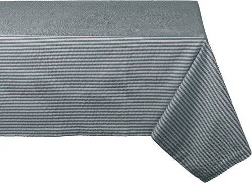 Vista 12 de DII Colección de mesa a rayas de sirsaca 100% algodón, aguamarina, mantel, 60x84, 1 pieza