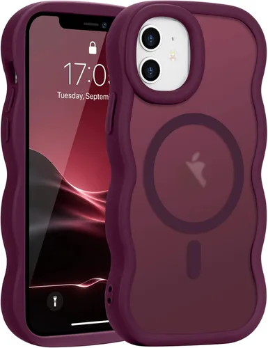 Vista 32 de Pepmune - Funda para iPhone 12 Pro Max con marco ondulado y estructura rígida, color mate claro, cubierta trasera unisex, compatible con Magsafe