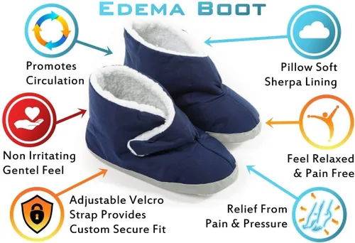 Vista 2 de Comfort Finds Botas de edema para hombre, extra anchas y espaciosas, para pies hinchados, suaves y ajustables para piel sensible y alivio de pies
