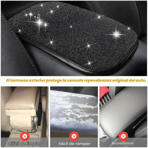 Vista 3 de Moly Magnolia - Funda brillante para consola central de auto, almohadilla de reposabrazos de diamante de moda, cojín protector de brazo de cristal