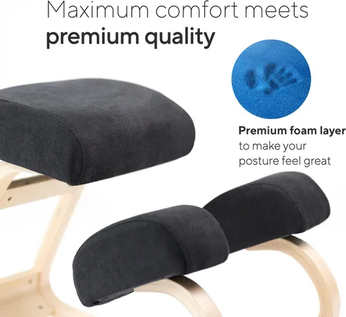 Vista 7 de Silla ergonómica de rodillas con acolchado extra, soporte de postura, cómoda silla de escritorio, taburete mecedor en ángulo y asiento