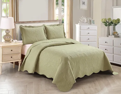Vista 8 de Kids Zone Home Collection - Juego de colcha grande en relieve elegante, color liso, peso ligero, nuevo #Stacy (Beige, Twin)