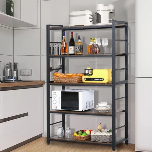Vista 7 de Estante para panaderos de 5 niveles, soporte para horno de microondas con estantes, estante de almacenamiento de utilidad de 5 niveles con 5