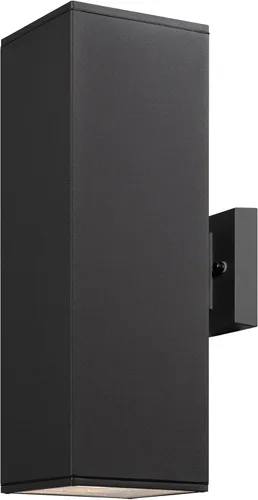 Vista 22 de mirrea Moderna luz de porche al aire libre en 2 luces con tubo rectangular de aluminio y cubierta de vidrio templado, aplique de pared impermeable