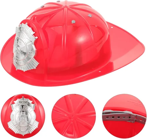 Vista 5 de COHEALI Sombrero de bombero, casco de bombero de plástico, casco de jefe de bomberos, disfraz de juego de rol, accesorio de cosplay de Halloween
