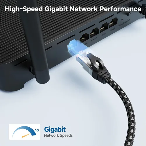 Vista 4 de Cable Matters Cable USB C a Ethernet trenzado Plug & Play - 3 pies, cable Ethernet Gigabit a USB C, compatible con Thunderbolt 4/5, ideal