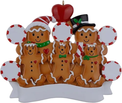 Vista 7 de Adorno de Navidad de pan de jengibre personalizado para abuelos, niños, amigos