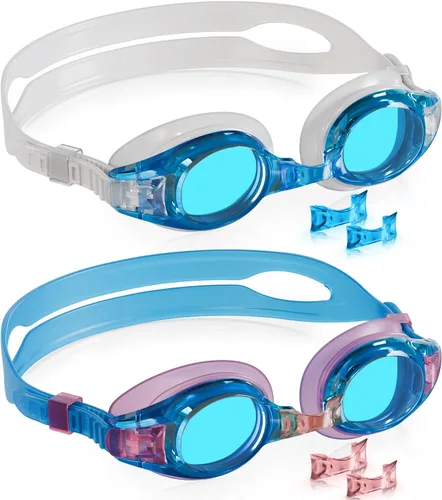 Vista 35 de Aegend - Paquete de 2 gafas para niños, gafas de natación para niños de 4 a 16 años, niños y niñas jóvenes, gafas de piscina antivaho, impermeables