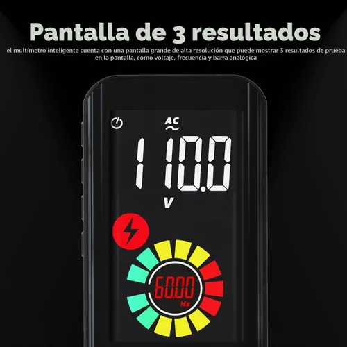Vista 3 de BSIDE Multímetro digital, recargable con pantalla LCD a color, pantalla de 3 resultados, 6000 cuentas, voltímetro inteligente de bolsillo, diodo