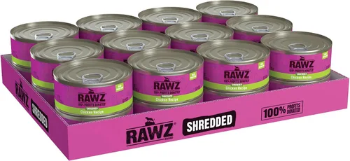 Vista 2 de Rawz Natural Premium - Alimento húmedo enlatado triturado para gatos, hecho con ingredientes de carne reales, sin BPA ni encías, latas de 5.5 onzas
