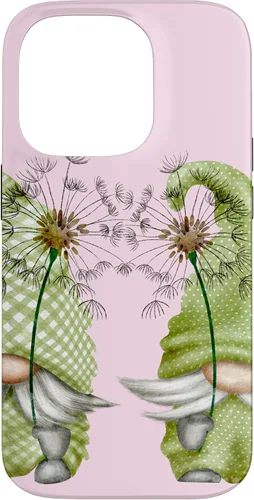 Vista 17 de Gnomos de primavera de diente de león para iPhone 16 para mujeres y divertido estuche de jardinero