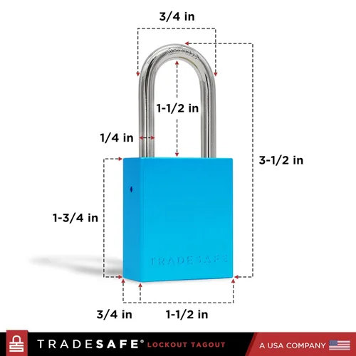 Vista 2 de TRADESAFE Juego de cerraduras de bloqueo y etiquetado – 10 cerraduras de aluminio azul, candados de bloqueo con llave igual, 2 llaves por candado