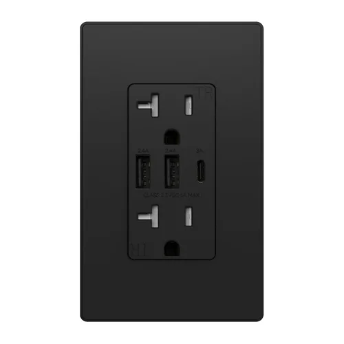 Vista 23 de ELEGRP Tomacorrientes USB, toma de pared de 3 puertos, toma eléctrica de 30 W 6.0 A resistente a manipulaciones, toma de corriente de 15 amperios