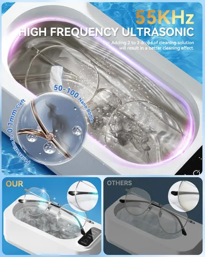 Vista 4 de Limpiador de joyas ultrasónico mejorado 5.0 AI 【Motor alemán Top1 de 200 W】【Certificado SGS-55KHz ultrasónico y tecnología dual】 4 modos