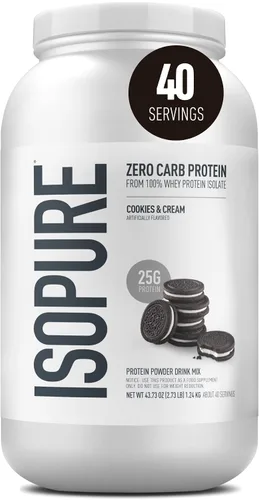 Vista 21 de Isopure Proteína aislada de suero de carbohidratos en polvo, crema