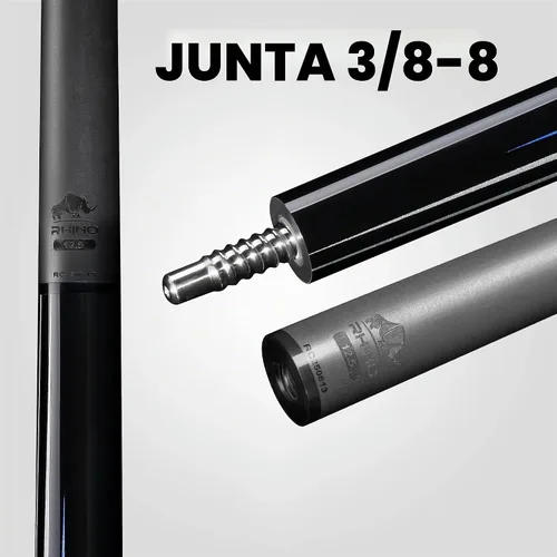 Vista 2 de Taco de billar RHINO Racing - Azul - Junta de 3/8-8 - Eje de carbono premium, diámetro de punta de 12,5 mm, Pro Taper. Empuñadura compuesta
