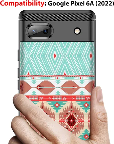 Vista 2 de CasesOnDeck Case Compatible with [Google Pixel 6A (2022) / Pixel 6A Case] Soft TPU Bumper Cover Carbon Fiber Texture Flexible (Blue Western)