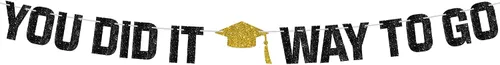 Vista 9 de Decoraciones de graduación 2026 Cartel de graduación 2026 con purpurina «You Did It» – Cartel grande de 10 pies Cartel de camino a ir