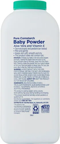 Vista 3 de Polvo puro de almidón de maíz para bebés con aloe y vitamina E (22 oz - 2 unidades)