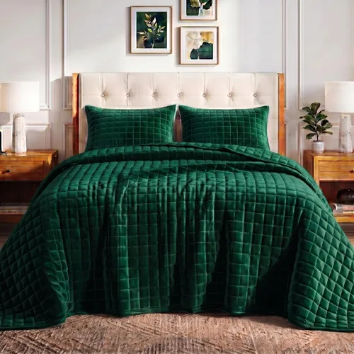 Vista 15 de Tribeca Living FLORENCEQUIKISI - Juego de acolchado Florencia, de terciopelo, sólido, tamaño grande), Negro, gemelo Ultra-Soft 260 GSM Plush