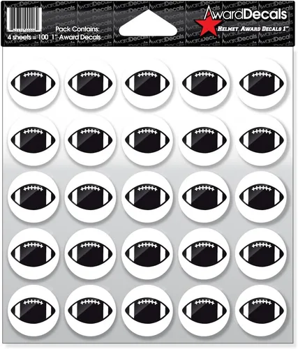 Vista 9 de Award Decals Juego de calcomanías de fútbol (negro sobre transparente) (100 calcomanías de 1 pulgada), calcomanías originales Award Decals Premium