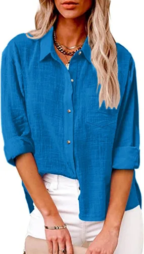 Vista 2 de SMIDOW Camisa de algodón y lino con botones para mujer