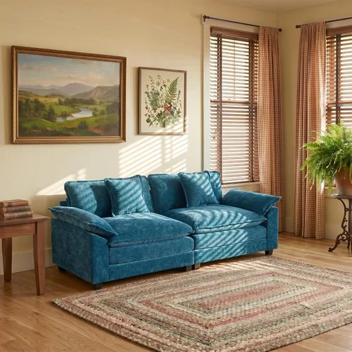 Vista 89 de Sofá modular modular de felpilla beige de 78 pulgadas para sala de estar, sofá modular de felpilla beige para sala de estar, sofás para sala
