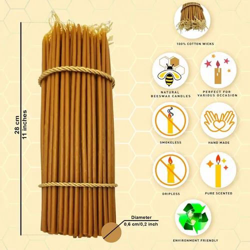 Vista 3 de TALISMAN4U 50 velas cónicas de cera de abejas para iglesia Tierra Santa