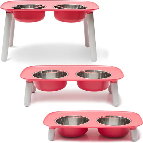 Vista 8 de Comedero elevado doble para perros, con recipientes extraíbles de acero inoxidable y patas ajustables (40 onzas / 5 tazas por recipiente), de Messy