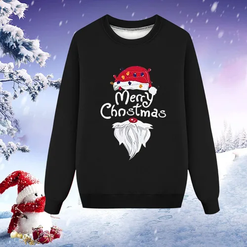 Vista 5 de Camisetas de Navidad a juego para la familia, de manga larga, para festivales, fiestas, pijamas con estampado de árbol de Navidad