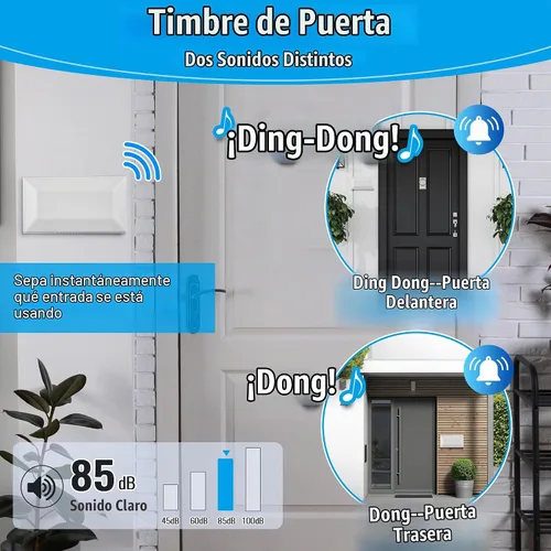 Vista 2 de Timbre de puerta con cable, 16 V 10 VA campana de puerta delantera y trasera, estilo clásico